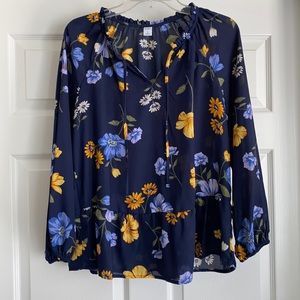 Navy blue floral dress shirt